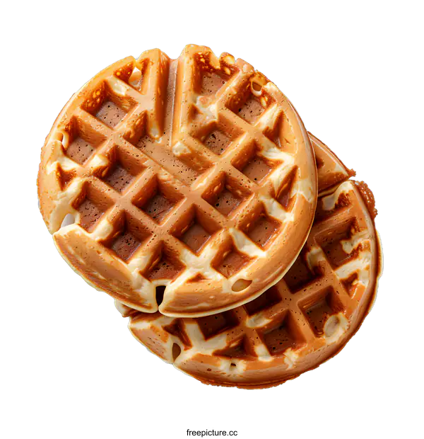 [Transparent Background PNG]Two Round Waffles on White Background