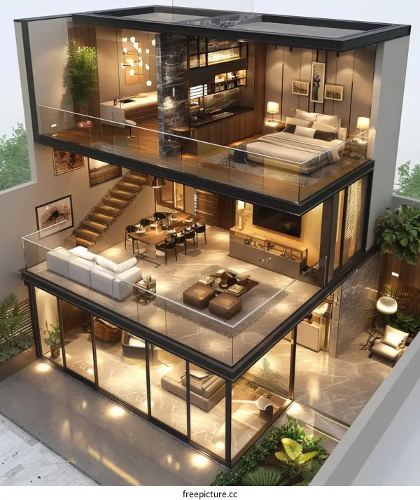 Modern and Serene Duplex Apartment with Luxurious Touches