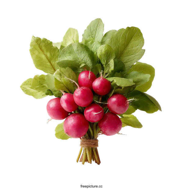 [Transparent Background PNG]Bunch of Fresh Radishes with Leaves
