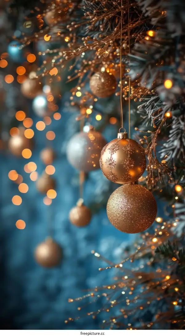 Christmas tree decorated with golden and silver balls