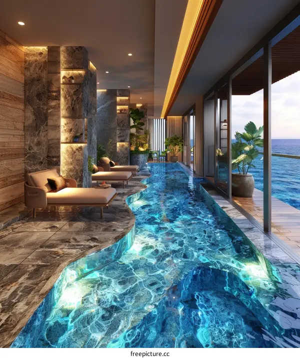 Luxury Indoor Poolside Relaxation Area