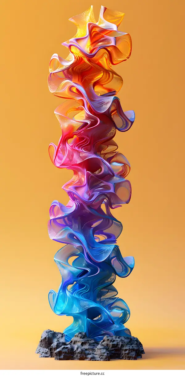 Colorful abstract 3D rendering of a twisting shape