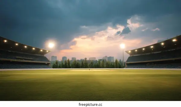 Empty Stadium at Sunset Sport Venue
