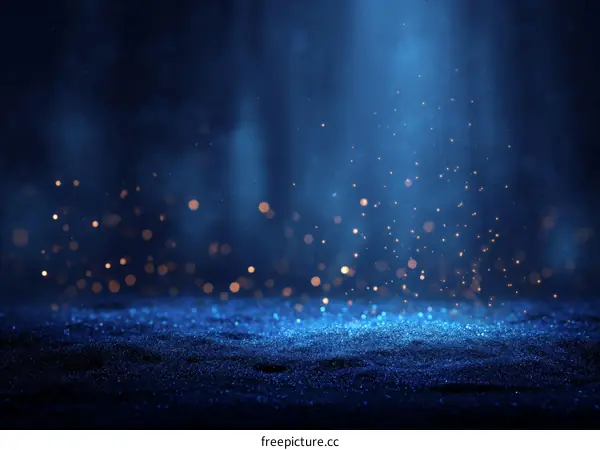 Abstract Dark Blue Background with Sparkling Dust