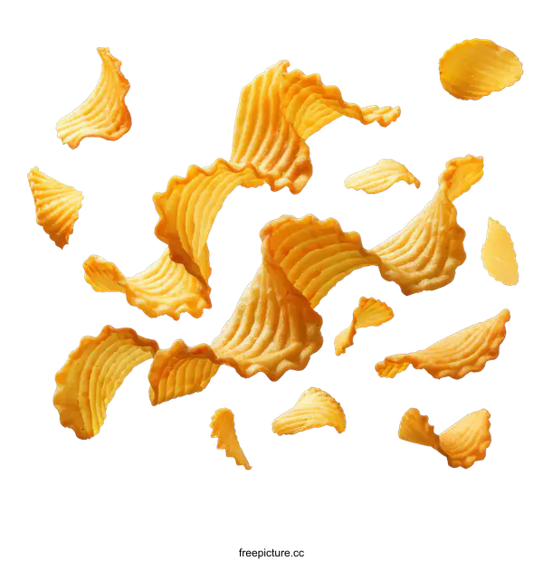 [Transparent Background PNG]Potato chips are flying in the air