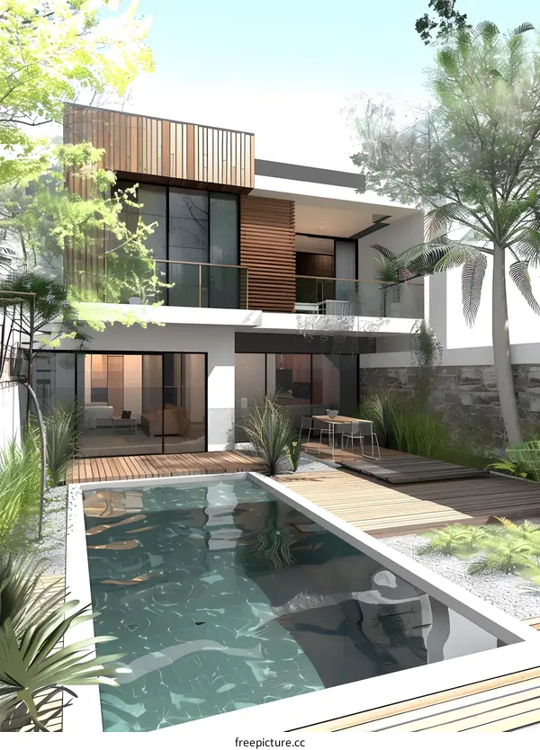 Modern House with Pool and Garden