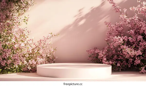 Pastel Pink Sakura Blossom Display Podium