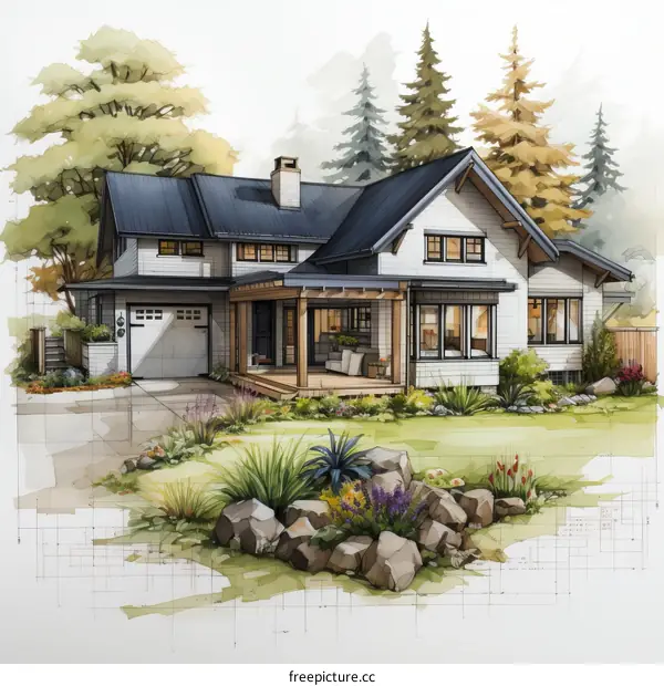 Modern Farmhouse Exterior with Landscaping