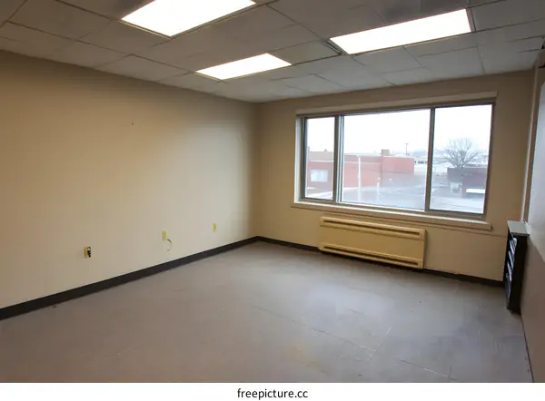 Empty Office Room with Window and City View