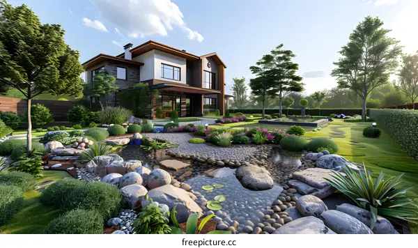A modern style house garden