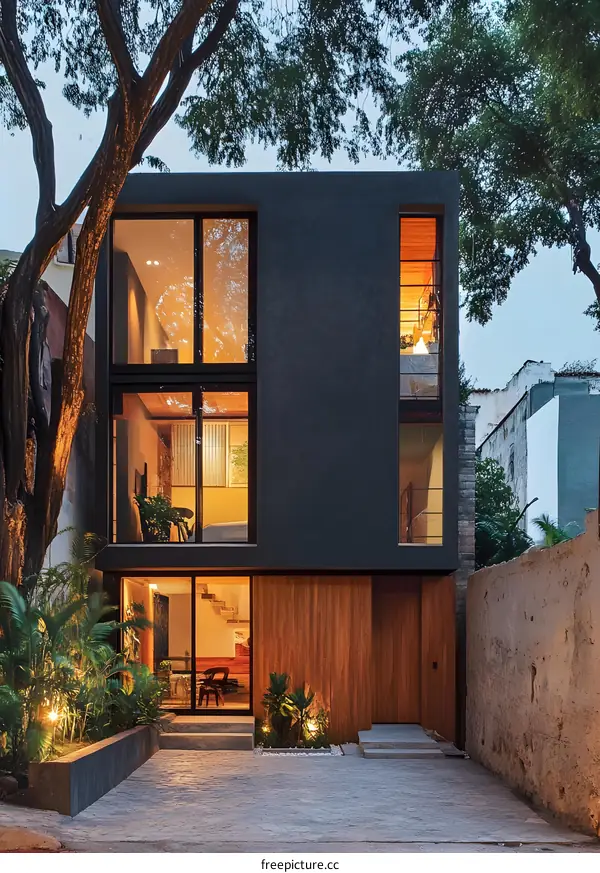 Modern Black and Wooden House Exterior