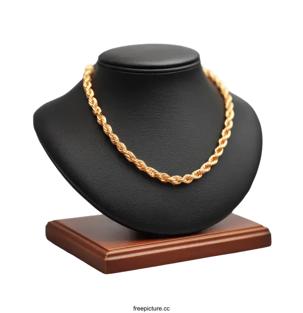 [Transparent Background PNG]Gold Rope Chain Necklace Display