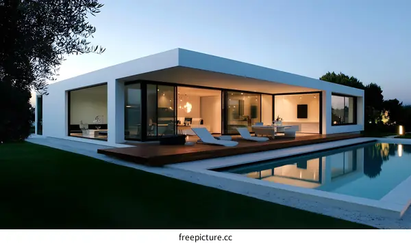 Modern House with Swimming Pool and Deck