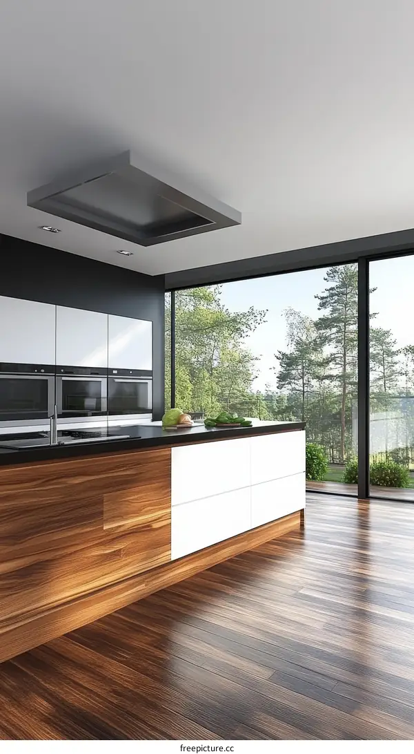 Modern Kitchen Interior Design with Wood Cabinets