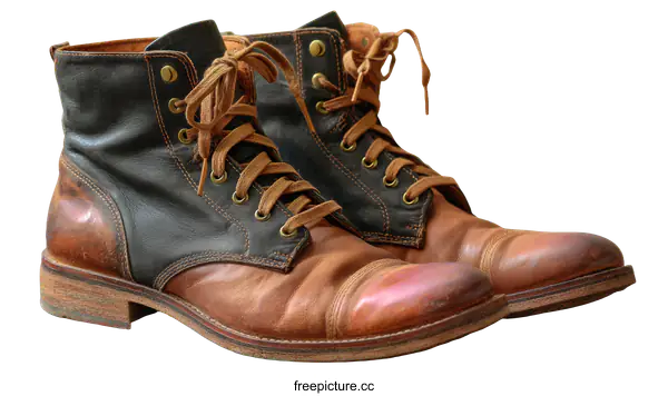 [Transparent Background PNG]Pair of Vintage Leather Boots