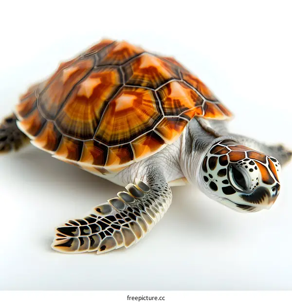 Baby Sea Turtle on White Background