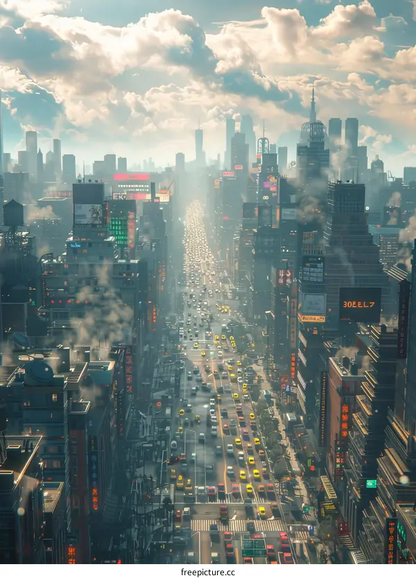 Futuristic Cityscape Aerial View