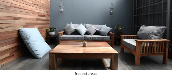 Modern Wooden Outdoor Living Room Set