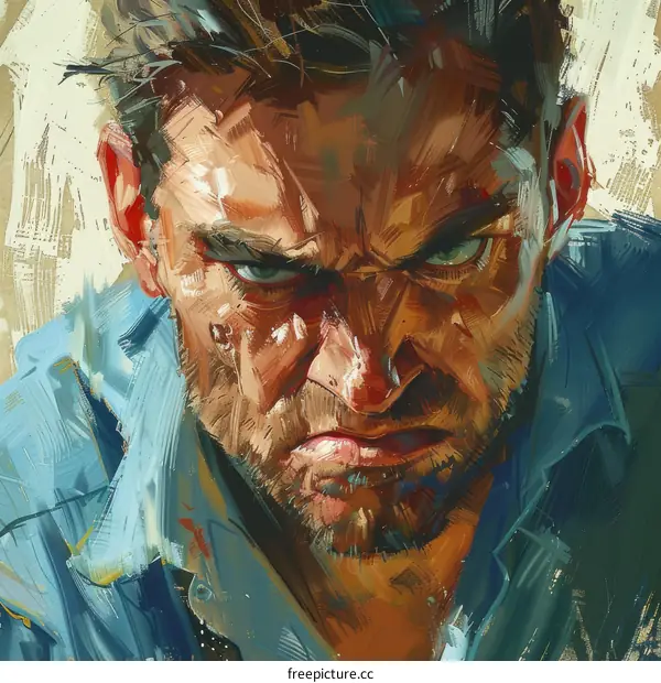 portrait of a man with a beard and a blue shirt