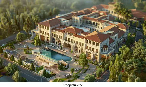 Luxury Resort Aerial View Illustration