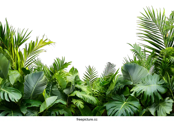 [Transparent Background PNG]Tropical Leaves Border On White Background