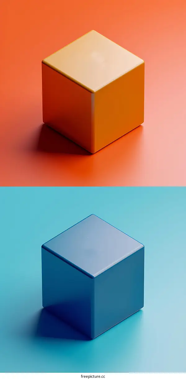 Orange and Blue Cubes on Vibrant Backgrounds