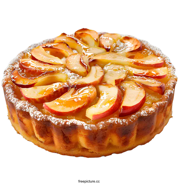 [Transparent Background PNG]Homemade apple pie with powdered sugar