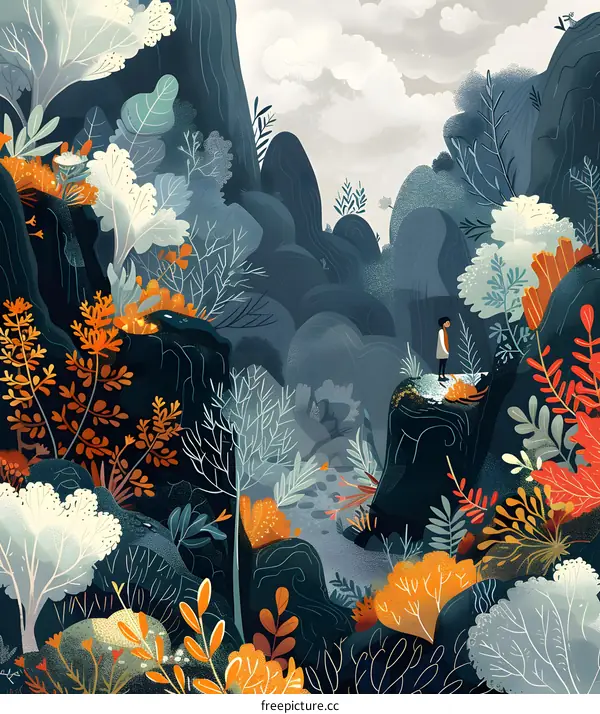 A Person Standing on a Cliff Looking at a Lush Forest