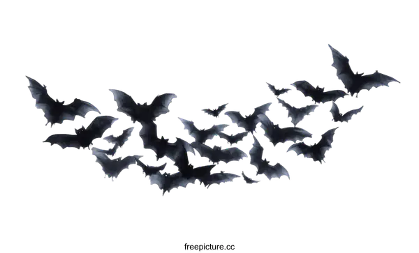[Transparent Background PNG]Flock of Bats Silhouette Design