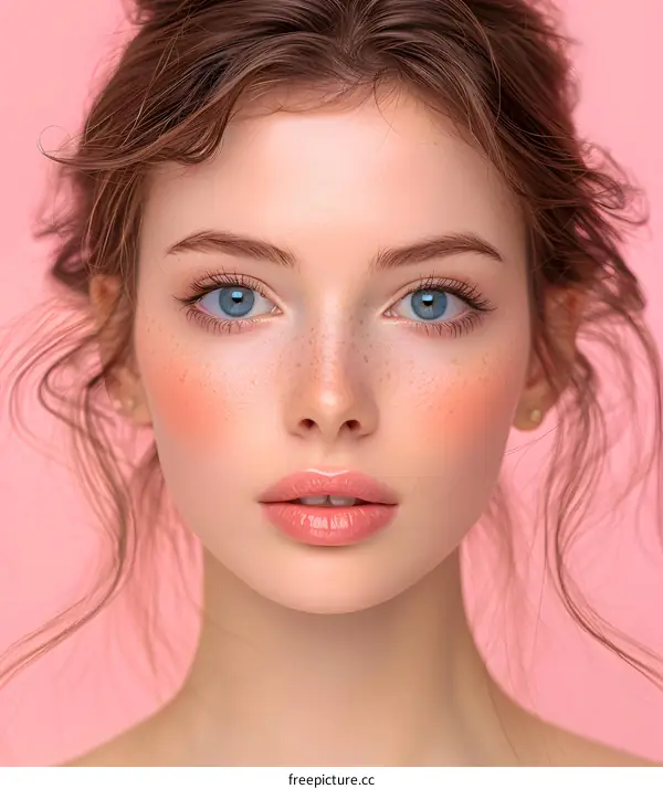 Portrait of a Beautiful Woman with Freckles