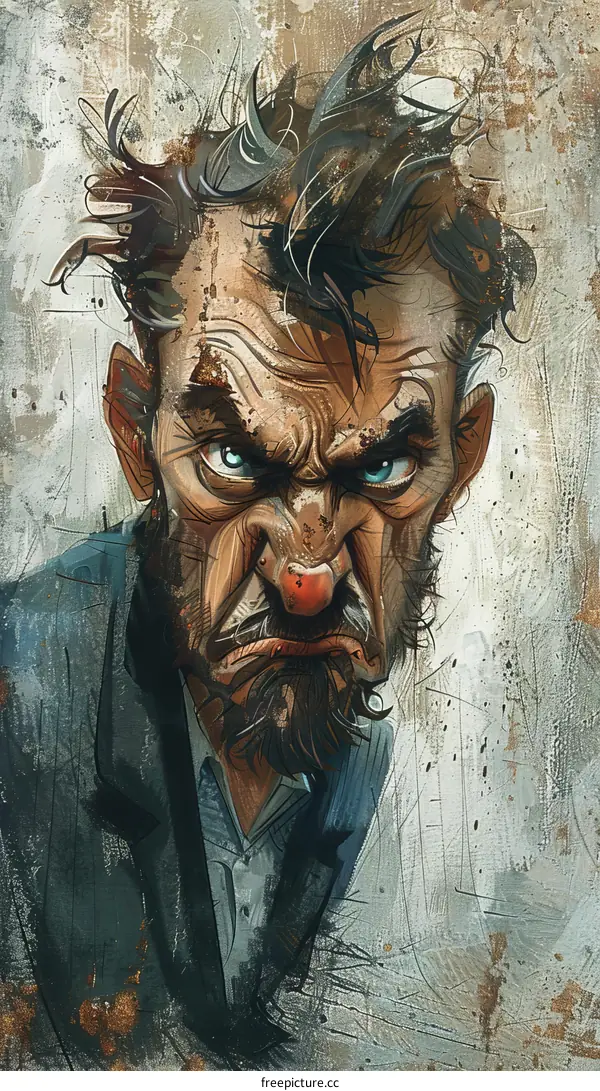 An illustration of an angry man with a beard