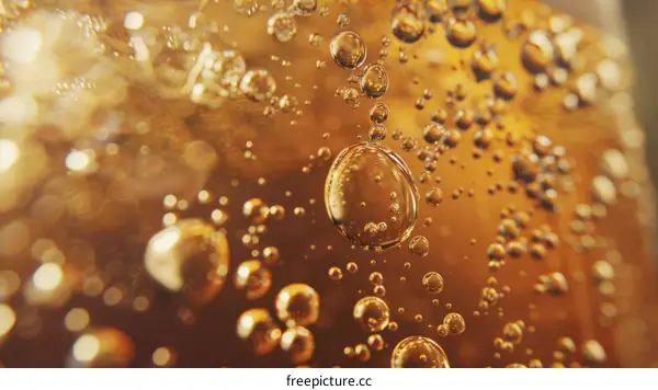 Golden Bubbles in Amber Liquid