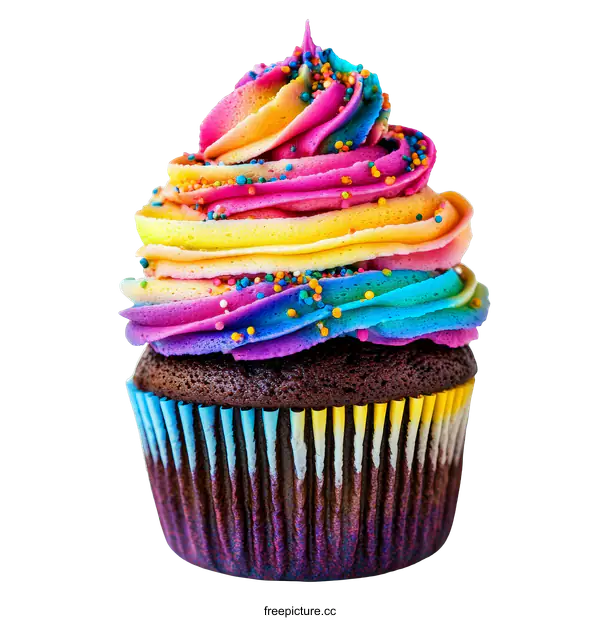 [Transparent Background PNG]Rainbow Cupcake Delicacy Close-up