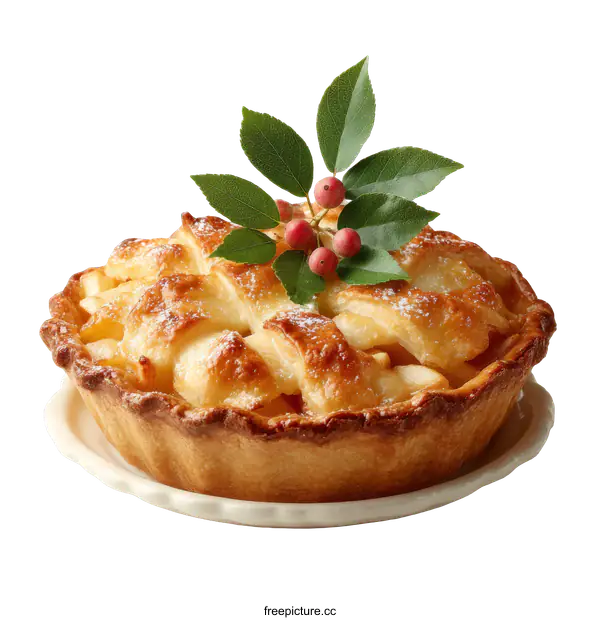 [Transparent Background PNG]Delicious Apple Pie with Festive Garnish