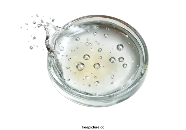 [Transparent Background PNG]Clear Gel Serum with Bubbles in Petri Dish