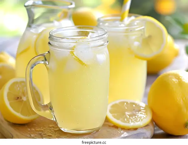 Refreshing Homemade Lemonade with Lemon Slices and Ice