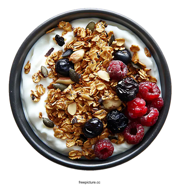 [Transparent Background PNG]Healthy Granola Parfait in a Bowl