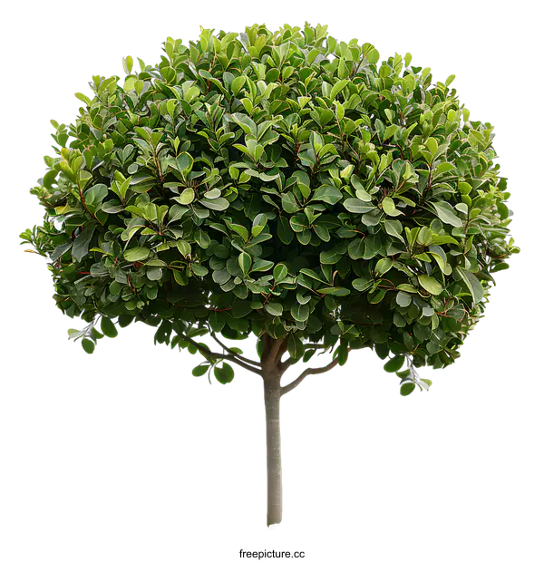 [Transparent Background PNG]Isolated Green Tree With Lush Foliage On White Background