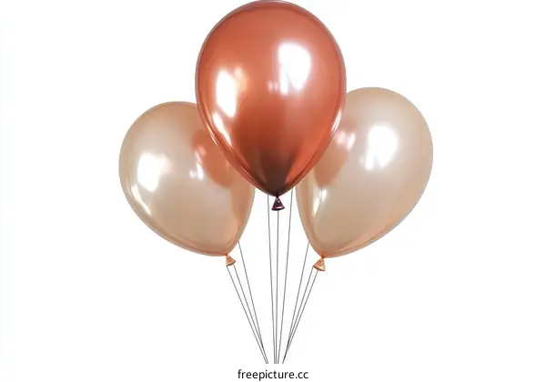 Three Rose Gold and Peach Balloons