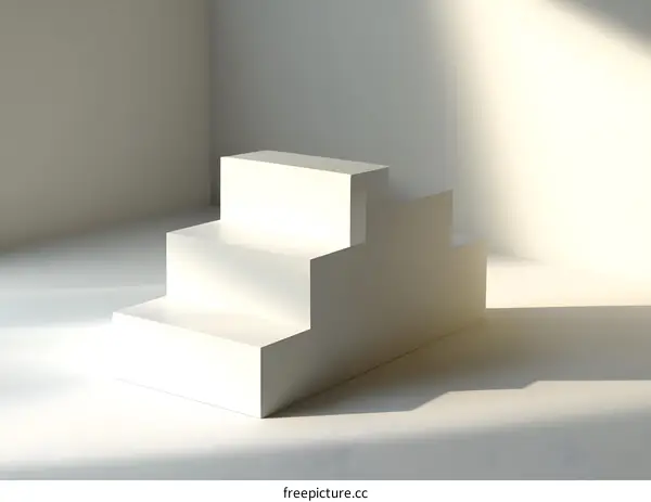 White Steps Platform Mockup Minimalist Product Display 3D Render