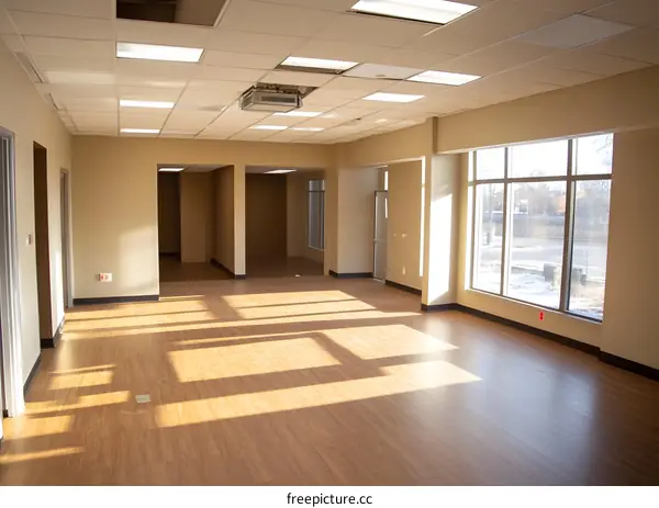 Empty Room With Windows and Sunbeams