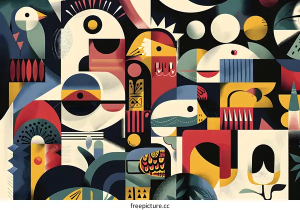 Abstract Bird Pattern Design in Geometric Shapes