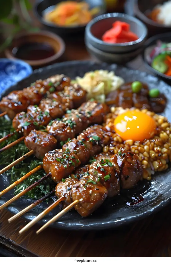 Grilled Pork Skewers with Egg Yolk