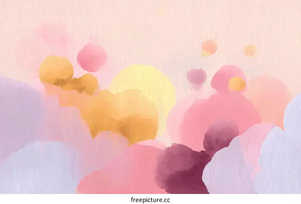 Abstract Watercolor Cloudscape in Pastel Hues