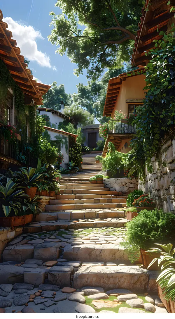 Stone alley in a small town