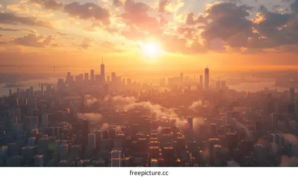 Manhattan Skyline Sunset