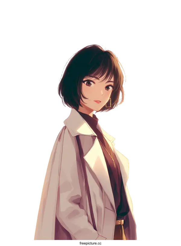 [Transparent Background PNG]Fashionable Girl in Stylish Winter Coat
