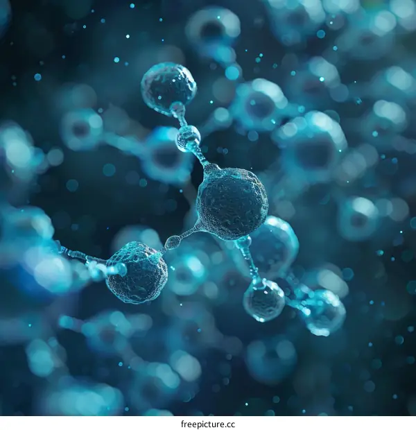 Blue illustration of a molecular structure