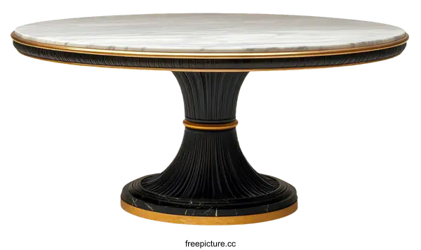 [Transparent Background PNG]Luxury Marble Dining Table with Gold Accents