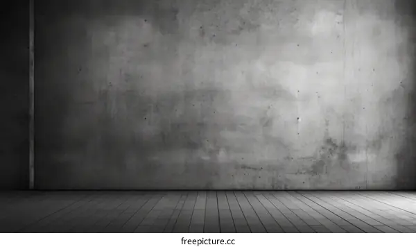 gray concrete wall and wooden floor in perspective